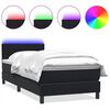 vidaXL atsperu gulta ar matraci, LED, melna samts, 100x220 cm