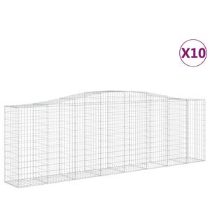 vidaXL arkveida gabiona grozi, 10gb., 400x50x120/140cm, cinkota dzelzs