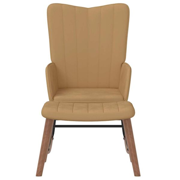 vidaXL &scaron;ūpuļkrēsls ar kāju balstu, brūns samts