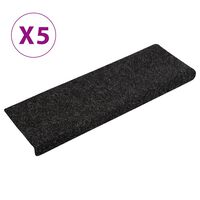 vidaXL kāpņu paklāji, 5 gab., 65x21x4 cm, melni