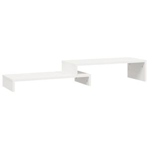 vidaXL monitora paliktnis, balts, (52-101)x22x14 cm, priedes masīvkoks