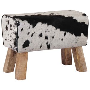 vidaXL sols 60 x 30 x 45 cm Īsta āda Melns un balts