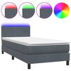 vidaXL atsperu gulta ar matraci, LED, tum&scaron;i pelēka samts, 80x210 cm