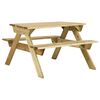 vidaXL piknika galds ar soliem, 110x123x73 cm, impregnēts priedes koks