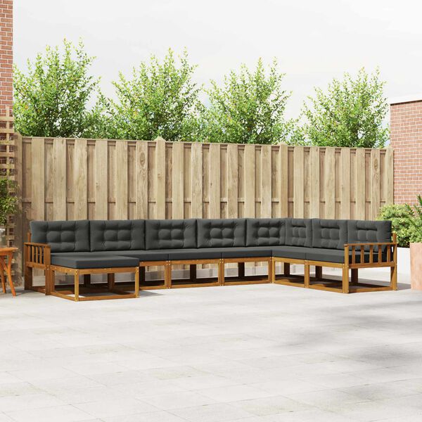 vidaXL Āra dīvānu komplekts ar spilvenu 8 pcs Dabisks un antracīts