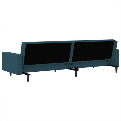 vidaXL 2-vietīga dīvāngulta, zils samts