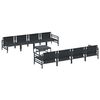 vidaXL Dārza dīvānu komplekts ar spilvenu 9 pcs Melna Tērauds