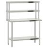 vidaXL virtuves darba galds ar plauktu, 110x55x150 cm, tērauds