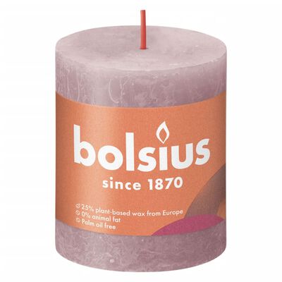Bolsius cilindriskas sveces Shine, 4 gab., 80x68 mm, pelnu rozā
