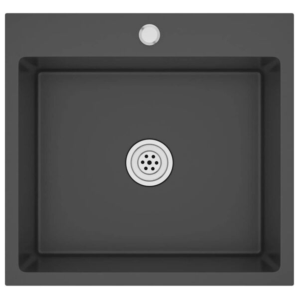 vidaXL virtuves izlietne, nerūsējošs tērauds, melna