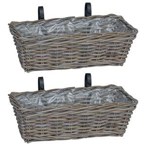 vidaXL Pakaramais stādāmā grozs 2 pcs Pelēka 48 x 22 x 15 cm