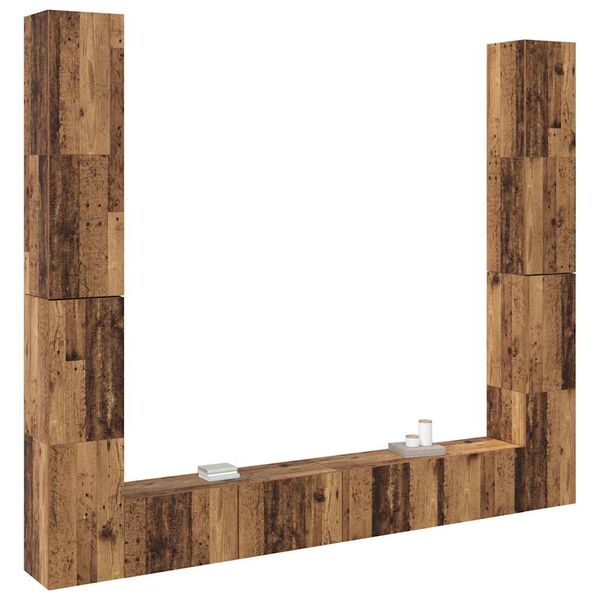 vidaXL 6-daļīgs TV skapja komplekts, sienai stiprināms, veca koka