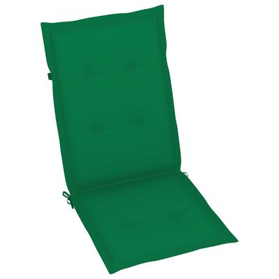 vidaXL dārza krēsli, zaļi matrači, 6 gab., masīvs tīkkoks