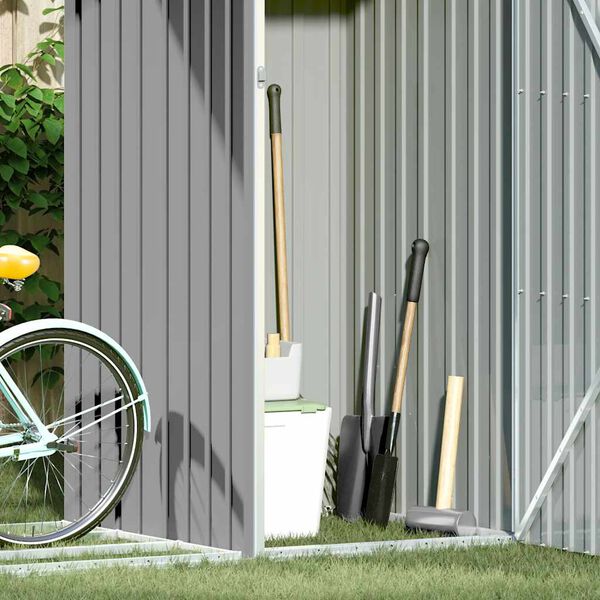 vidaXL dārza &scaron;ķūnis, pelēks, 245x98x159 cm, cinkots tērauds