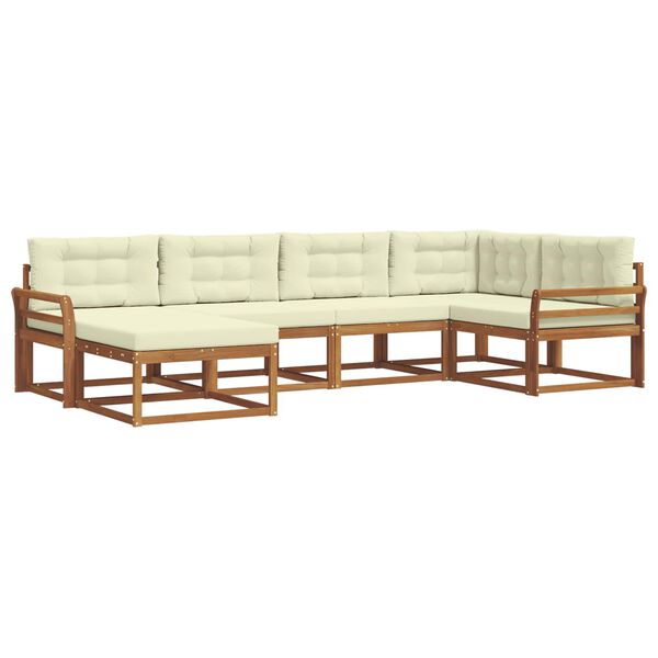 vidaXL Āra dīvānu komplekts ar spilvenu 6 pcs Dabisks un krējuma