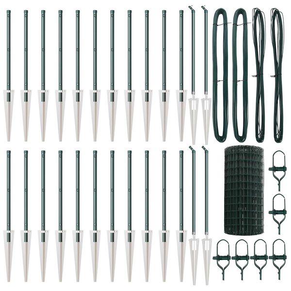 vidaXL Žogs ar stabu Zaļa 0,4 x 50 m Tērauds un PVC