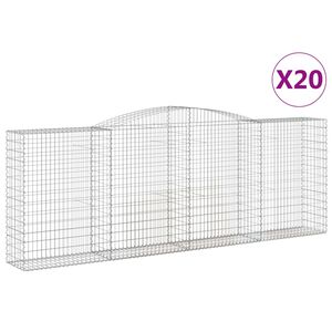 vidaXL arkveida gabiona grozi, 20 gb., 400x50x140/160 cm, dzelzs