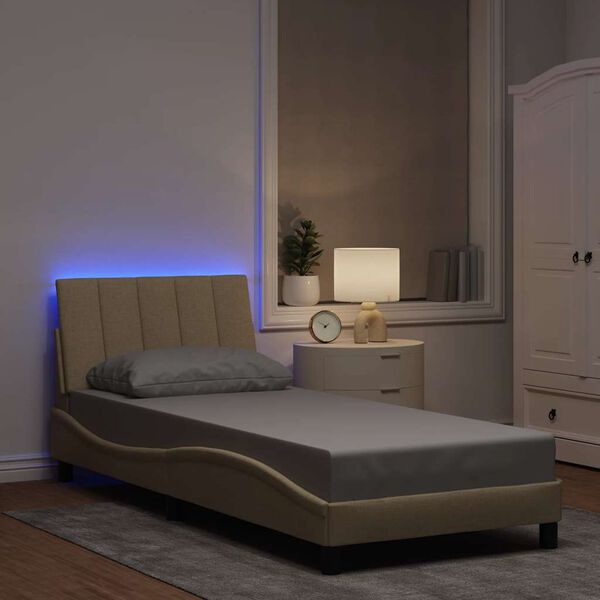 vidaXL gultas rāmis bez matrača, Hanko, krēma, 90x190cm audums