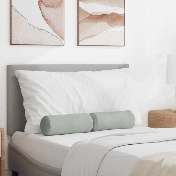 vidaXL Spilveni 2 pcs Gai&scaron;i pelēks &Oslash; 15 x 40 cm Korduroja audums