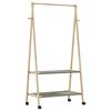 vidaXL drēbju statīvs ar plauktiem un riteņiem 96x45,5x155,5cm bambusa