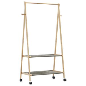 vidaXL drēbju statīvs ar plauktiem un riteņiem 96x45,5x155,5cm bambusa