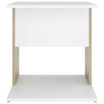 vidaXL galdiņš, balts, ozolkoka, 45x45x48 cm, skaidu plāksne