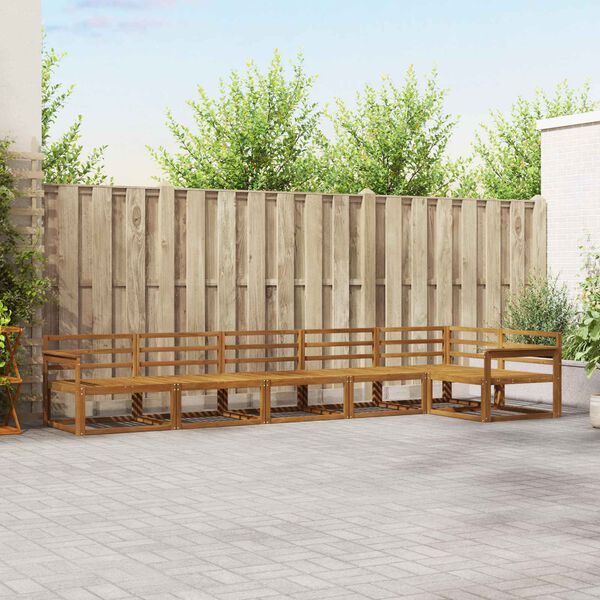 vidaXL Āra dīvānu komplekts 6 pcs Dabiska Cietā akācijas koks