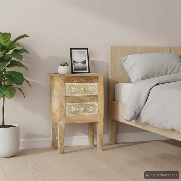 vidaXL naktsskapītis, 40x30x60 cm, apgleznots, mango masīvkoks