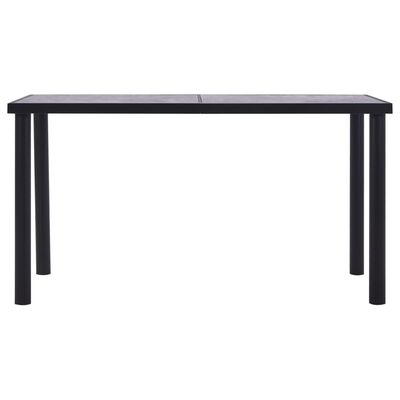 vidaXL virtuves galds, melns un betona pelēks, 140x70x75 cm, MDF