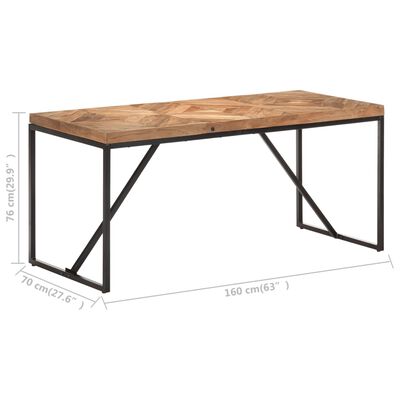 vidaXL virtuves galds, 160x70x76 cm, akācijas un mango masīvkoks