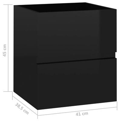 vidaXL skapītis ar iebūvētu izlietni, spīdīgi melns, skaidu plāksne