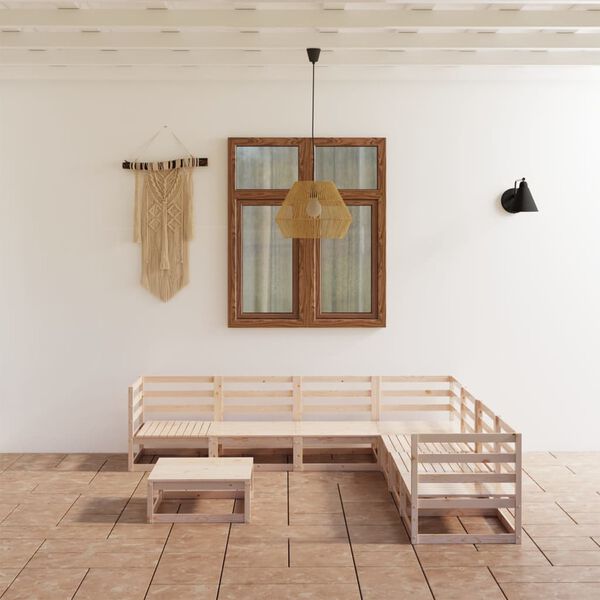 vidaXL 8-daļīgs dārza atpūtas mēbeļu komplekts, priedes masīvkoks