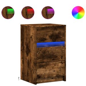 vidaXL naktsskapītis ar LED, ozolkoka krāsā, inženierijas koks