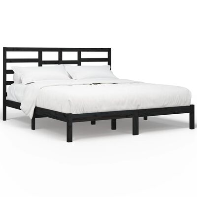 vidaXL gultas rāmis, melns, masīvkoks, 200x200 cm