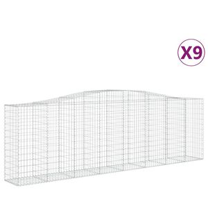 vidaXL arkveida gabiona grozi, 9 gb., 400x50x120/140cm, cinkota dzelzs