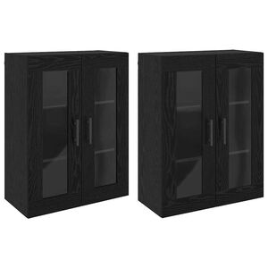 vidaXL Sienā uzstādītie skapji 2 pcs Melns ozols 69,5 x 34 x 90 cm