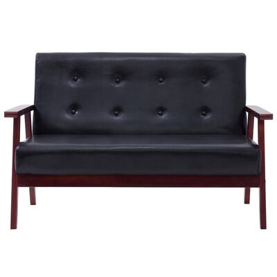 vidaXL divvietīgs dīvāns, melns mākslīgā āda