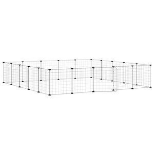 vidaXL 20 paneļu mājdzīvnieku būris ar durvīm, melns, 175x175x35cm, tērauds