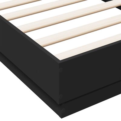 vidaXL gultas rāmis ar LED, melns, 90x190 cm