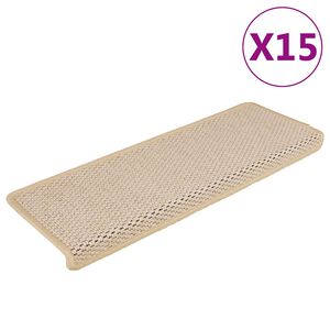 vidaXL kāpņu paklāji, 15 gab., pa&scaron;līmējo&scaron;i, 65x21x4 cm, Berber