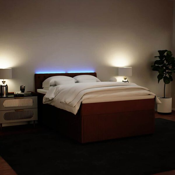 vidaXL atsperu gulta ar matraci, rozā samts, 140x190 cm