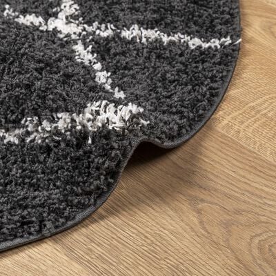 vidaXL paklājs PAMPLONA, Ø 100 cm, Shaggy, moderns, melns ar krēmkrāsu