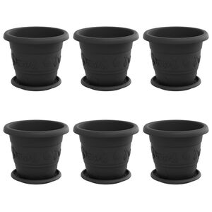 vidaXL Augu podi 6 pcs Melna &Oslash; 26 x 21.5 cm Plastmasa