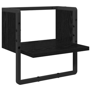 vidaXL Sienas plaukts Pie sienas Melns ozolkoks 30 x 25 x 30 cm