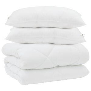 vidaXL Sega ar spilveniem ar spilvenu 3 pcs Balts Mikrofibra un pūks