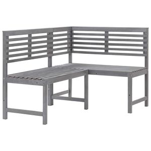 vidaXL dārza stūra sols, pelēks, 140 cm, akācijas masīvkoks