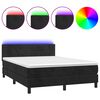 vidaXL atsperu gulta ar matraci, LED, melns samts, 140x200 cm