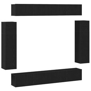 vidaXL TV skapī&scaron;u komplekts 8 pcs Melns ozolkoks Inženierijas koks