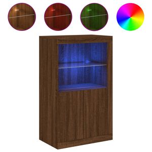 vidaXL skapītis ar LED apgaismojumu, ozolkoka krāsā, inženierijas koks