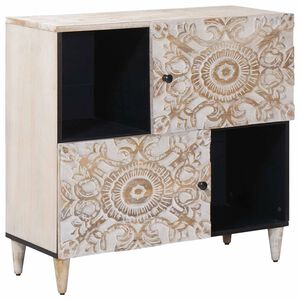 vidaXL Puse ar uzglabā&scaron;anu Balts 80 x 33,5 x 75 cm Cieta mango koksne